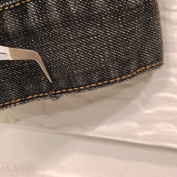 Chico's Platinum Jacket Dark Gray Denim Women Size 1 (Medium) Pleated Front - Picture 5 of 10